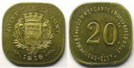Emergency coins and tokens JOINVILLE-LE-PONT (94) Groupement des Commerçants Elie 10.2 20 c 1918 Lt,4a 26 mm (Essai) FDC -