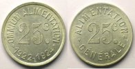 Emergency coins and tokens MONTPELLIER (34) Omnium Alimentation - Alimentation Générale Elie 340,1 25 c 1922 Al,R 27 mm TTB/SUP -