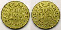 Emergency coins and tokens PARIS (75) Damoy Julien Elie D10.2 2 1/2 c Lt, R 25mm SUP/FDC -