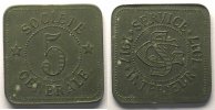 Emergency coins and tokens PARIS (75) Société Générale - Service Intérieur Elie S160,5 5 (c) 1917 Zn,4a 24 mm TTB+ -