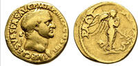Roman Empire Vespasian AU Aureus – PACI AVGVSTI (Lugdunum Mint) Aureus 72 AD. VF