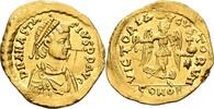 Byzantine Anastasius I AU Tremissis – VICTORIA AVGVSTORVM (Constantinople Mint) Tremissis 491 – 518 AD. VF