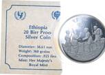 Äthiopien 20 Birr 1979 Internationales Jahr des Kindes Proof, leichte Milchflecken in Kapsel
