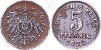 Deutschland - 1. Weltkrieg 5 Pfennig 1922 ss, korrodiert 3.38 £ Tax included +  6.07 £ shipping