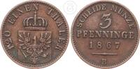 Brandenburg-Preußen 3 Pfennig 1867 B Wilhelm I. (1861-1888) ss 3.90 £ Tax included +  6.07 £ shipping