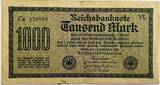 Germany 1000 mark 1922 with anti-jewish text (tear) VF