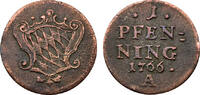 Bayern, Herzogtum 1 Pfennig 1766 Bayern, Herzogtum sehr sch&ouml;n 50.78 &pound;  +  21.16 &pound; shipping