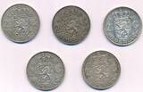 5x 2 1/2 Gulden 1959 1960 1962 Juliana Niederlande, 720er Silber Münzen Lot VF-EF
