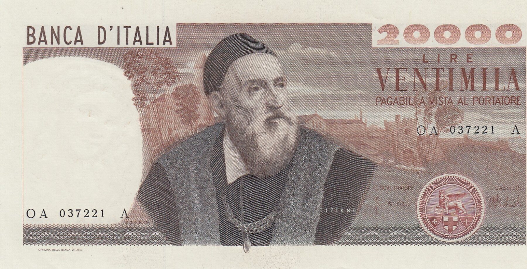 Italien 000 Lire 1975 Banknote Geldschein Lire Ventimila Banca D Italia Tiziano Gem Unc Unc Ma Shops