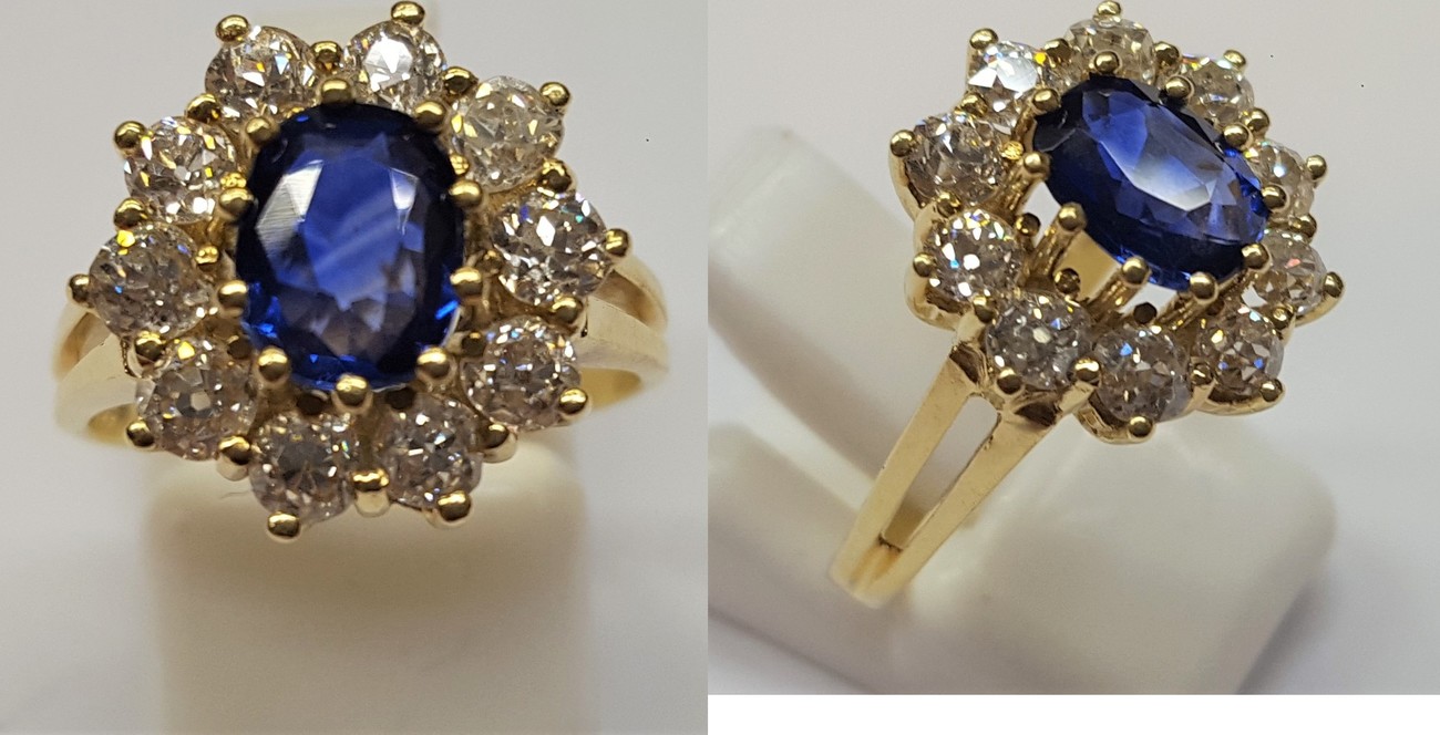 Goldring 585 er Gold 14 | Brillant Ct MA-Shops 1,20 Karat Gelbgold Safir Brillantring Ring