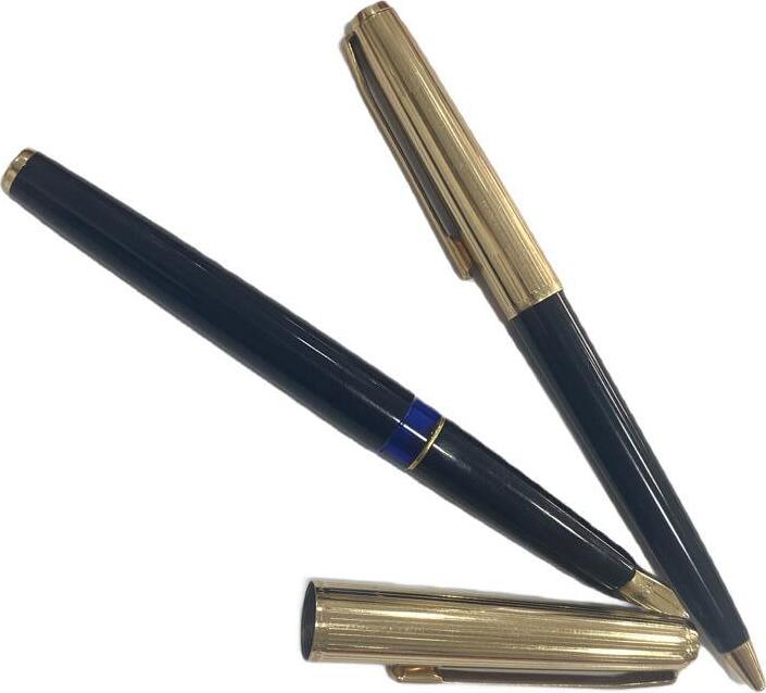Füller und Kugelschreiber PELIKAN 30, Rolled Gold, 2 Stück Set, Feder 14C  585 Gold mit normalen Gebrauchsspuren