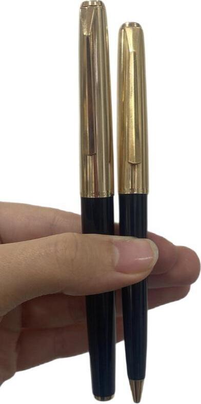 Füller und Kugelschreiber PELIKAN 30, Rolled Gold, 2 Stück Set, Feder 14C  585 Gold mit normalen Gebrauchsspuren