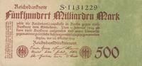 500 Milliarden Mark Reichsbanknote Reichsdruck KN 7stellig, Serie: S -