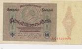5 Millionen Mark Reichsbanknote Medaillon-Schein KN 8stellig, rot -