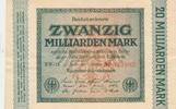 Deutschland 20 Milliarden Mark Reichsbanknote KN 6stellig rot FZ: RW. Nr. 033902 -
