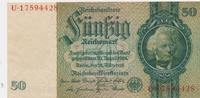 Deutschland Fünfzig Reichsmark Reichsbanknote Friedensdruck KN 8stellig, Udr.-Bst.F Serie U Nr. 17594428 -