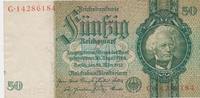 Deutschland Fünfzig Reichsmark Reichsbanknote Friedensdruck KN 8stellig, Udr.-Bst.A Serie G Nr. 14286184 -