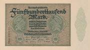 Deutschland 500 Tausend Mark Reichsbanknote Firmendruck KN 6stellig, FZ: AC -