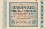 Deutschland 20 Milliarden Mark Reichsbanknote KN 6stellig, rot FZ: VD -