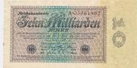 Deutschland 10 Milliarden Mark Reichsbanknote Reichsdruck KN 8stellig, Serie : A, Nr. 03961862 -