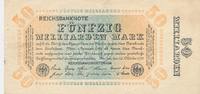 Deutschland 50 Milliarden Mark Reichsbanknote Firmendruck, ohne KN, ohne FZ -