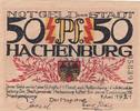 Hachenburg 50 Pfenning Notgeldschein der Stadt Hachenburg -
