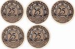 Eckhartsberga 5x 25 Pfennig Fünf Notgeldscheine aus Eckhartsberga -