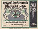 Mülse St Jacob 50 Pfennig Notgeld Sachsen -