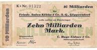 Deutschland 10 Milliarden Mark Notgeldschein Notgeld Göppersdorf Sachsen Friedrich Anton Köbke & Co. A.G. -
