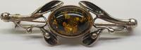 Brosche 925er Silber Silberbrosche Nadel Bernstein Bernsteinschmuck Amber -