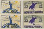 Neuhaus a. RWG Notgeldscheine der Gemeinde 4 x 25 Pfennig um 1920 -