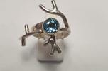 Silberring mit kleinem blauem Farbstein 925er Sterling Silber bicolor -