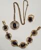 Schmucksset 3 teilig mit Amethyst Kette Ring Armband Anhänger vegoldet -