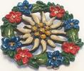 Antike Brosche von Kühn aus Zinn 93 Prozent mit Blumen Motiv -