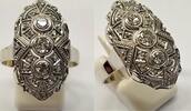 Jugendstil Diamant Ring 14 Karat 585er Gelb Gold Goldring 0,75 Ct Diamant Antik -