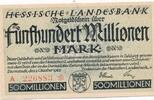 Deutschland Deutsches Reich 500 Millionen Mark Notgeldschein Notgeld Darmstadt Hessen -