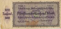 Essen 500 Tausend Mark Gutschein Fried.Krupp Aktiengesellschaft -