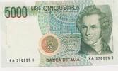Italien 5000 Lire Banknote Geldschein Lire Cinquemila Banca D`Italia -