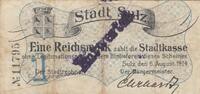 Deutschland Deutsches Reich 1 Reichsmark Mark Notgeldschein Notgeld Stadt Sulz Elsass am Neckar -