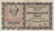 Deutschland Deutsches Reich 20 Tausend Mark Notgeldschein Notgeld Stuttgart Württembergische Notenbank -