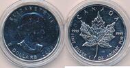 Canada 5 Dollars Münze Elisabeth II Maple Leaf Feinsilber 1 Unze in Hartplastikhülle -
