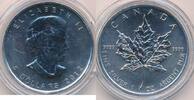 Canada 5 Dollars Münze Elisabeth II Maple Leaf Feinsilber 1 Unze in Hartplastikhülle -