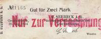 Deutschland Deutsches Reich 2 Mark Notgeldschein Notgel Geestemünde Hannover G. Seebeck A.G. -