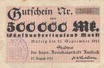 Deutschland Deutsches Reich 500 Tausend Mark Notgeld Notgeldschein Ansbach Bayern -
