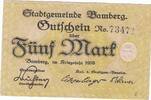 Deutschland Deutsches Reich 5 Mark Notgeld Notgeldschein Bayern Bamberg -