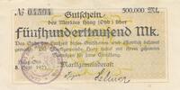 Deutschland Deutsches Reich 500 Tausend Mark Notgeld Notgeldschein Haag Marktgemeinde Bayern -