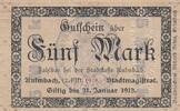 Deutschland Deutsches Reich 5 Mark Notgeld Notgeldschein Kulmbach Bayern -