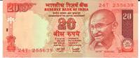 Indien 20 Rupees Banknote Geldschein -