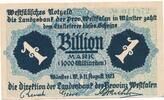 Deutschland Deutsches Reich 1 Billion Mark Notgeldschein Notgeld Westfalen Münster -