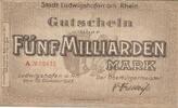 Deutschland Deutsches Reich 5 Milliarden Mark Notgeldschein Notgeld Stadt Ludwigshafen am Rhein, Rheinland-Pfalz -